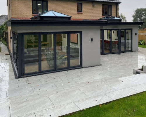 large new porcelain patio completed in Sale